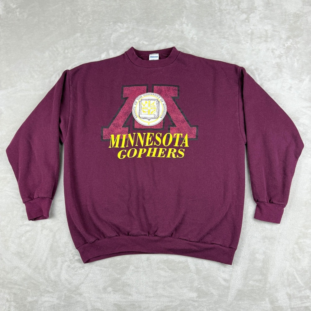 VTG University of Minnesota Gophers Sweatshirt Adult XXL Burgundy Pullover USA